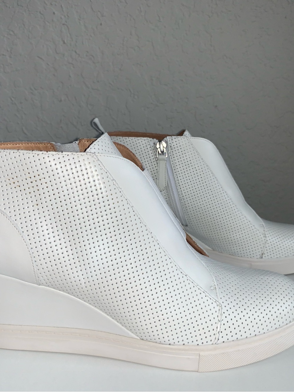 Paolo White Perforated Wedge Sneaker Boots - Picture 4 of 6